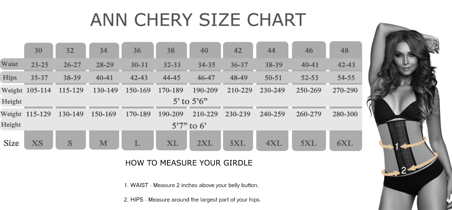 Ann Chery sizing guide that breaks down your measurements clearly